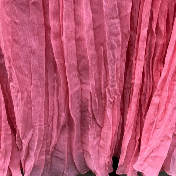 Whimsical 8 Pleated Crinkle Peach Chiffon Maxi Skirt - Picture 6 of 10